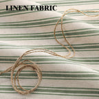 Farmhouse Shower Curtain Ruffle Linen Cream-Green Stripe 72"W x 72"L