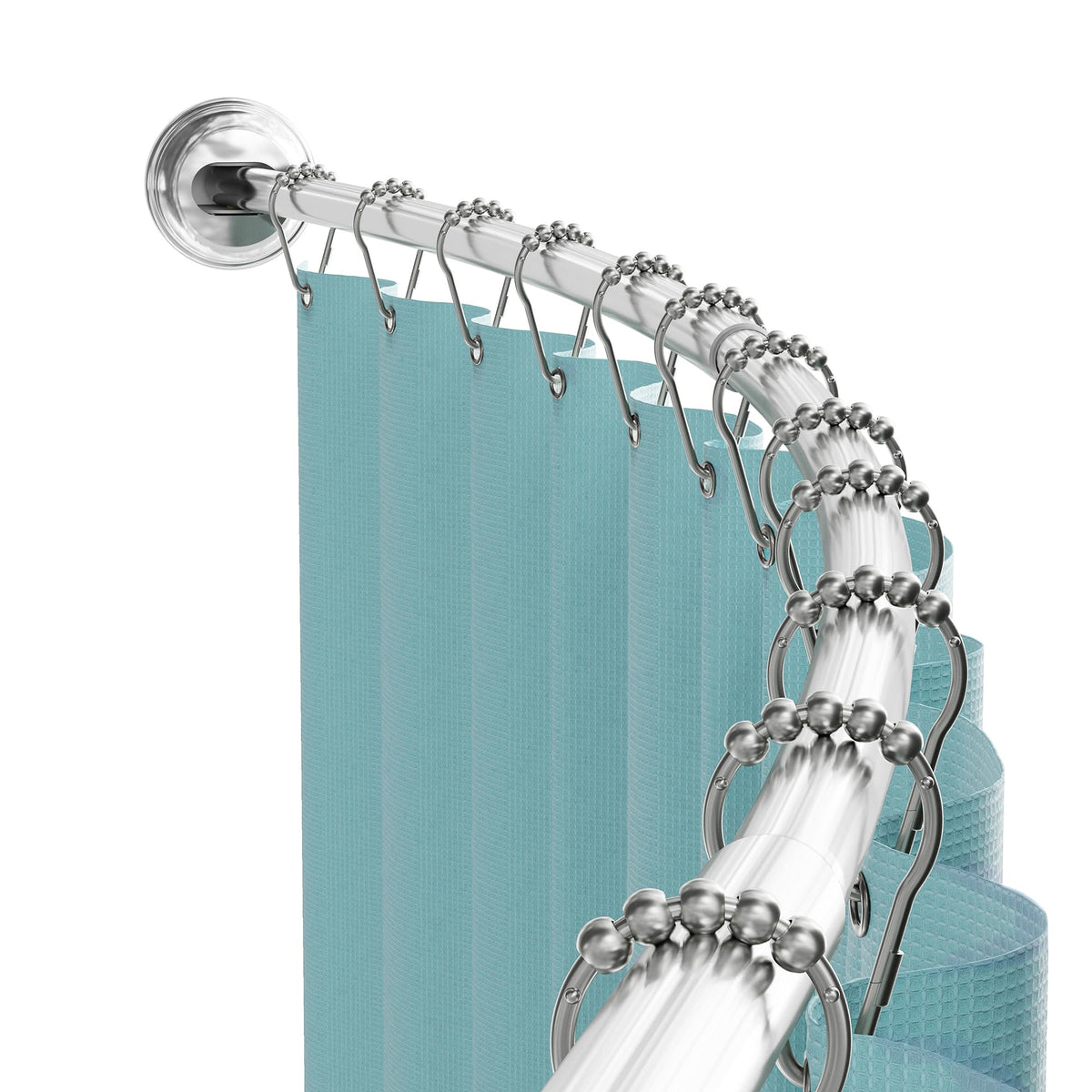 Zenna Home Curved Shower Curtain Rod, No Drill, 50-72 Inch Adjustable Tension Shower Rod for Bathroom, Rustproof, Non-Slip, Adds Room in Shower, Satin Nickel