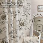 Farmhouse Floral Vintage Shower Curtain for Bathroom, Black and Tan Taupe