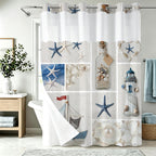 Nautical Green Sea Turtles Beach Theme Fabric Shower Curtain Sets Bathroom Blue Ocean Decor with Grommets and Hooks - 72 x 72 Inch Teal
