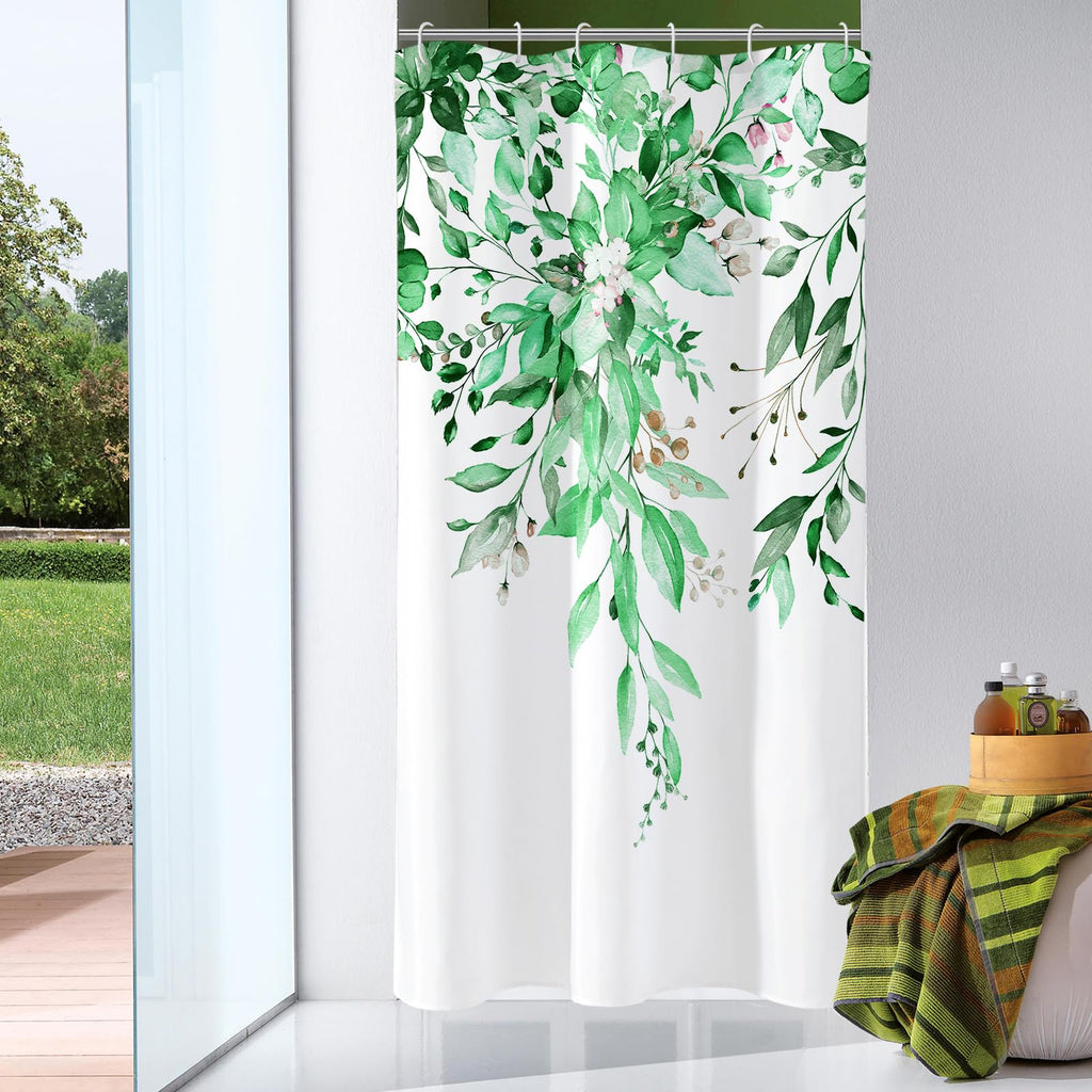 Gibelle Sage Green Eucalyptus Shower Curtain, Floral Print, 72x72
