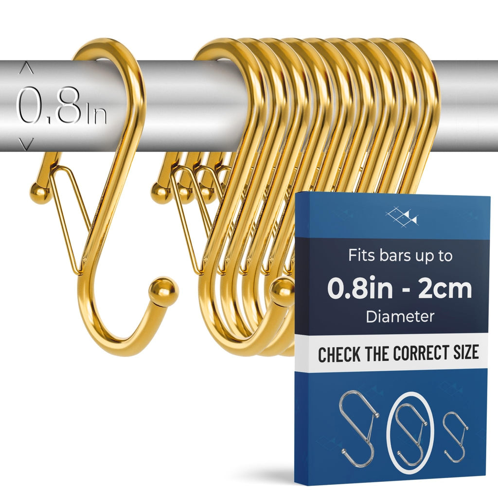 12 Metal Shower Curtain Hooks, Rust-Proof Decorative C-Shaped Curtain Hooks for Bathroom, Chrome Shower Curtain Rings, Fits Rods Up to 1 Inch (C, Silver)