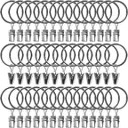 40 Pack Curtain Rings with Clips, Drapery Clips with Rings, Drapes Rings 1.26 in Interior Diameter, Fits up to 1 in Curtain Rod, Black