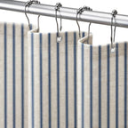 Farmhouse Striped Shower Curtain Taupe Vintage Linen Curtain 72"W X 72"L