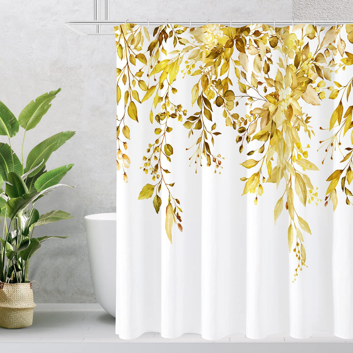 Gibelle Sage Green Eucalyptus Shower Curtain, Floral Print, 72x72