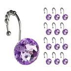 Sunlit Round Rhinestone Shower Curtain Hooks with Glide Balls, 12 Pack