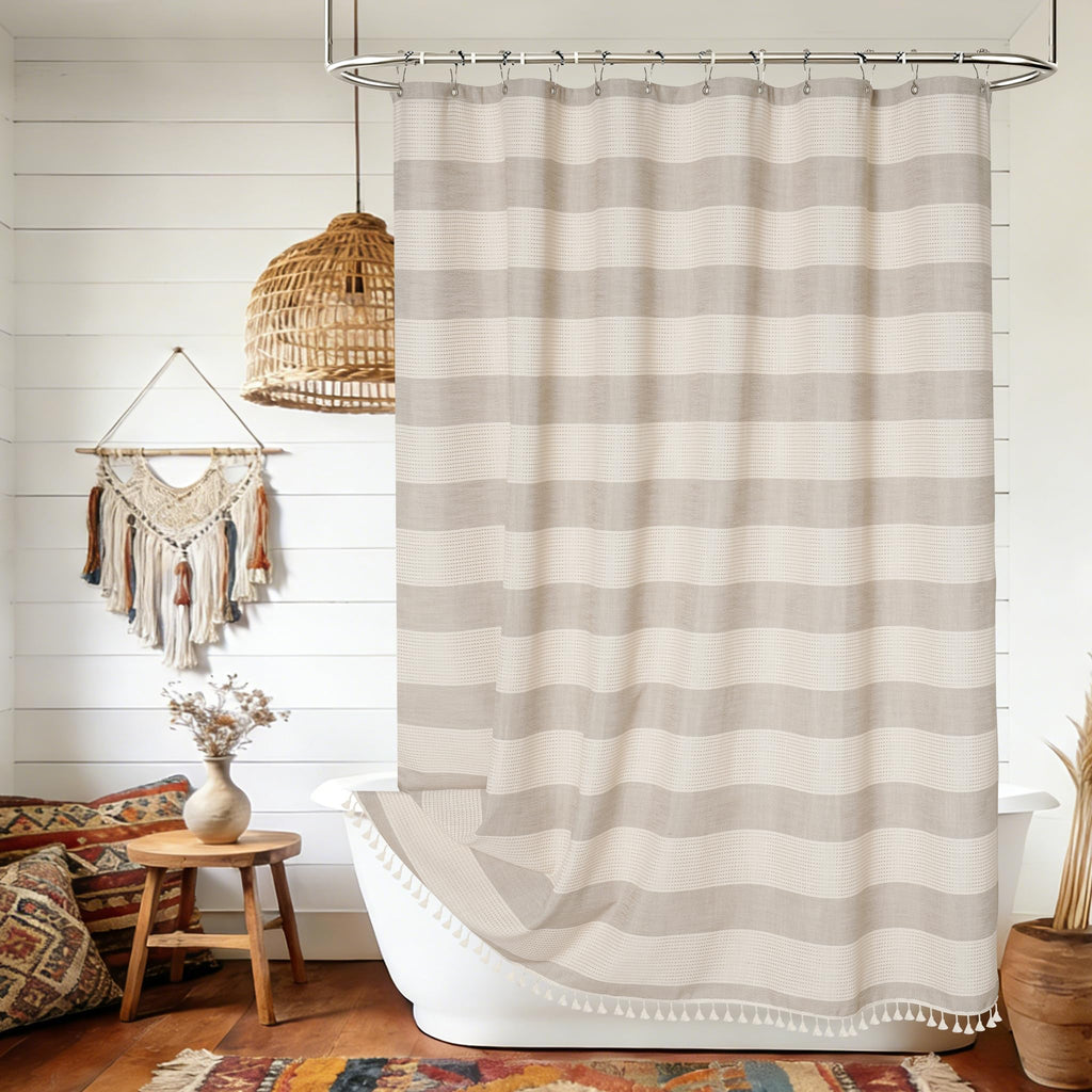 Seenus Natural Sage Green Linen Look Fabric Shower Curtain, Heavy Duty Faux Linen Textured Shower Curtain Water-Resistant, 72 x 72 Inch Soothing Forest Green Farmhouse Bathroom Decor Shower Curtains