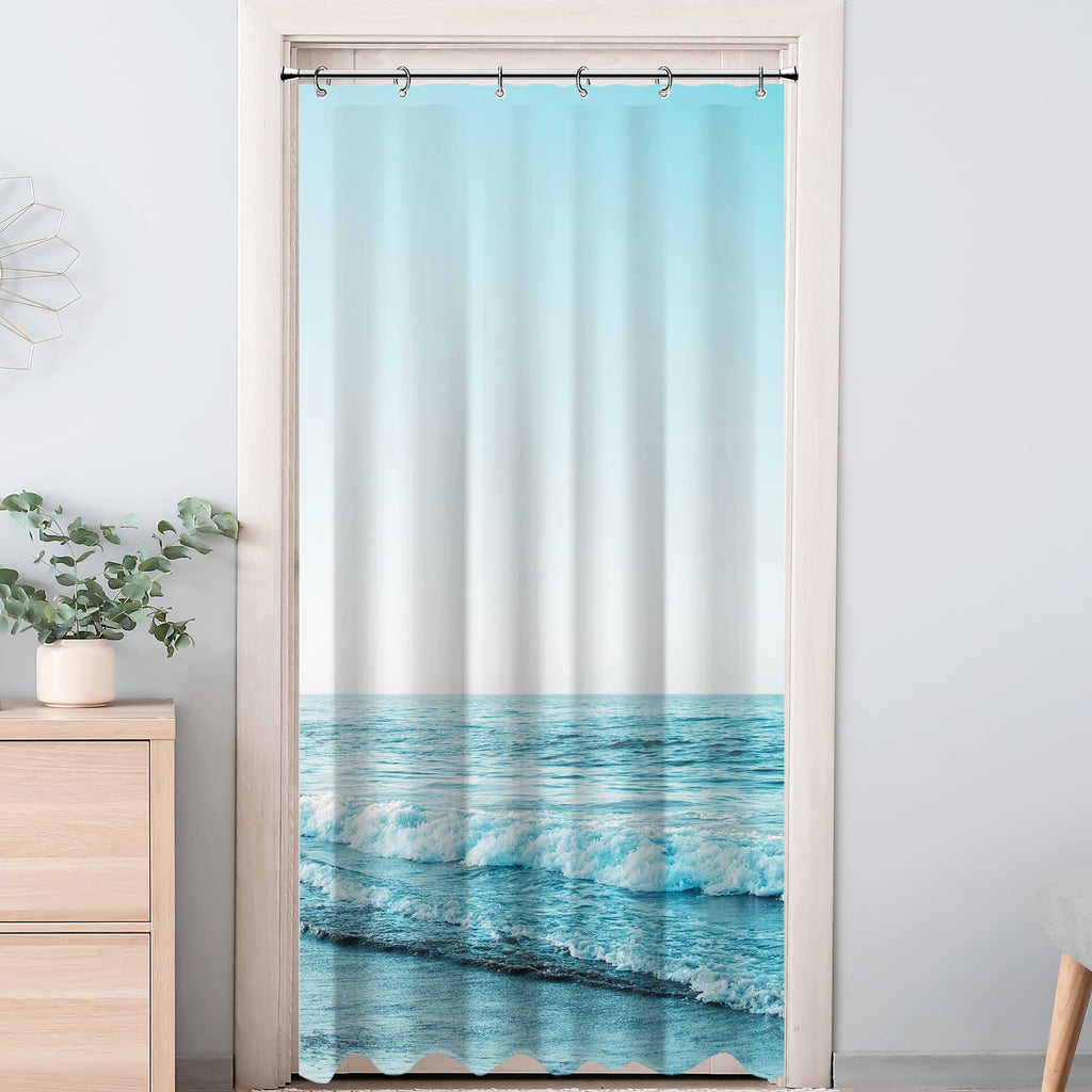 Ocean Beach Coastal Nautical Summer Sunset Shower Curtain for Bathroom 72W*72H Inch Seaside Seacoast Beachy Waves Bathtub Decor Seascape Neutral Cool Waterproof Polyester Fabric Set with 12 Hooks
