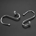 Chrome Shower Curtain Hooks, Polished Silver Shower Curtain Rings for Bathroom, CHICTIE Modern Rustproof Metal Decorative Shower Hooks Hangers for Shower Curtain Rod, Square T Bar Shape Set of 12