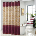 Fabric Shower Curtain, Narrow Width Beige Brown Stripe Waterproof Curtain for Tub or Stall，54" W x 72" H