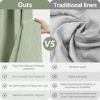 Seenus Natural Sage Green Linen Look Fabric Shower Curtain, Heavy Duty Faux Linen Textured Shower Curtain Water-Resistant, 72 x 72 Inch Soothing Forest Green Farmhouse Bathroom Decor Shower Curtains