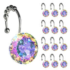 Sunlit Round Rhinestone Shower Curtain Hooks with Glide Balls, 12 Pack