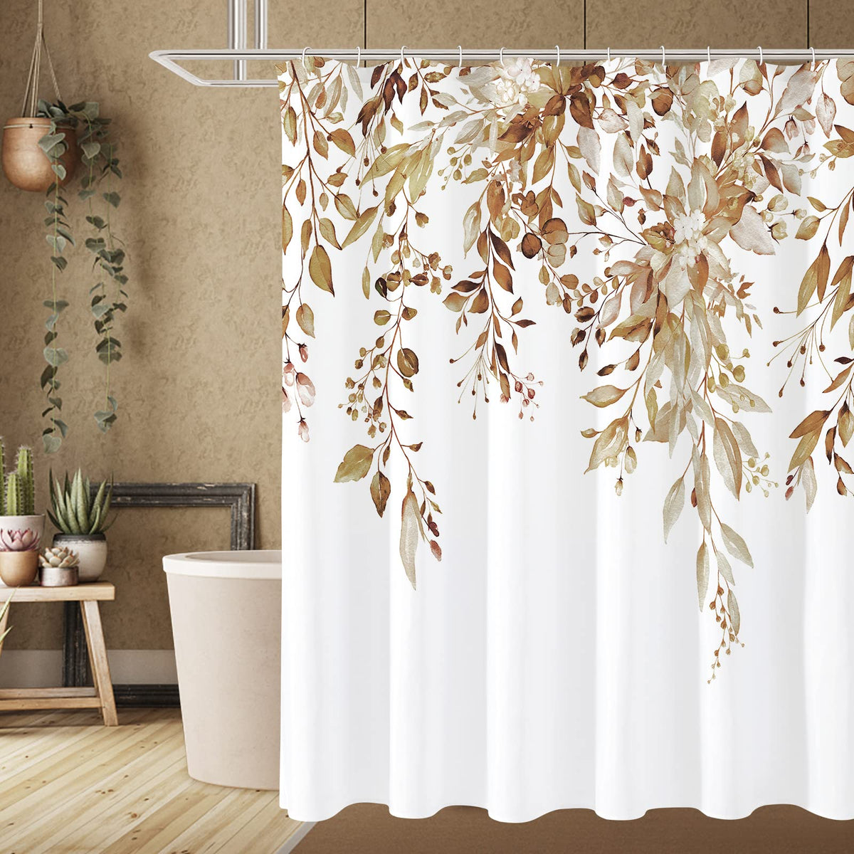 Gibelle Sage Green Eucalyptus Shower Curtain, Floral Print, 72x72