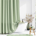 Dynamene Boho Farmhouse Fabric Shower Curtain Tufted Chevron 72"x72" Black
