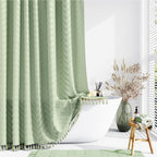 Dynamene Boho Farmhouse Fabric Shower Curtain Tufted Chevron 72"x72" Black