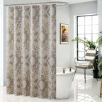 Fabric Shower Curtain, Narrow Width Beige Brown Stripe Waterproof Curtain for Tub or Stall，54" W x 72" H