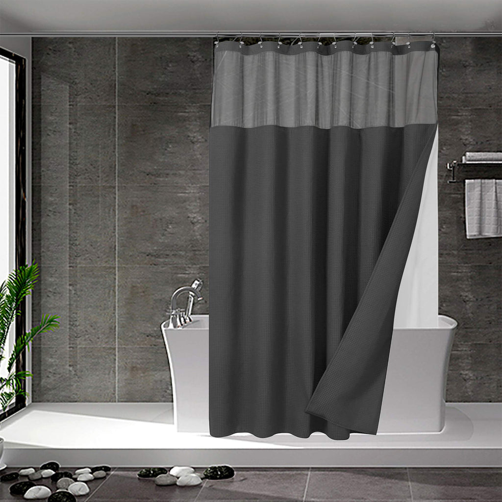 N&Y HOME Stall Waffle Weave Shower Curtain with Snap-in Liner White 36x72