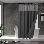 N&Y HOME Stall Waffle Weave Shower Curtain with Snap-in Liner White 36x72