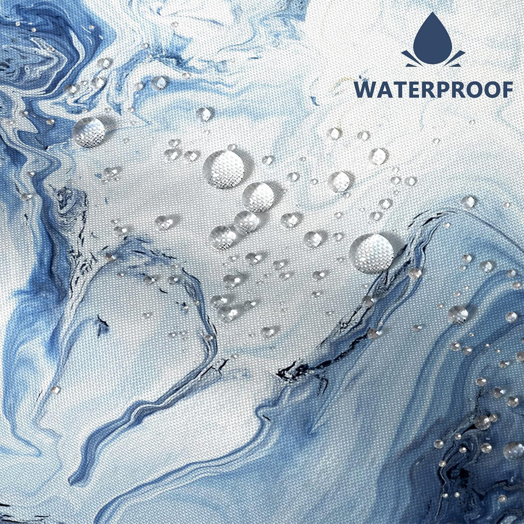 AWERT Blue Marble Shower Curtain - Waterproof for Bathroom Decor, Printed Washable With Hooks, 72x72 Inch