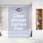 Clorox Shower Curtain Liner & Hooks, Premium Lightweight Flexible Waterproof 4g PEVA for Bathroom with Weighted Magnets, Standard Size 70" x 72", Frosty 1 Pack