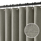 MIULEE 72 x 90 Extra Long Linen Shower Curtain Cream Beige 12 Metal Hooks