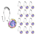 Sunlit Round Rhinestone Shower Curtain Hooks with Glide Balls, 12 Pack