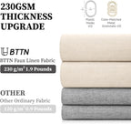 BTTN Beige Linen Textured Waterproof Cloth Shower Curtain Set, 72x72, Cream