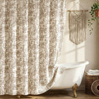 Farmhouse Sage Green Floral Shower Curtain with 12 Clear Rings 72"W x 72"L