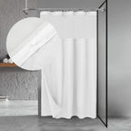 N&Y HOME Stall Waffle Weave Shower Curtain with Snap-in Liner White 36x72