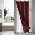 No Hook Weave Fabric Shower Curtain with Snap-in Liner White,72x74
