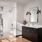 Moen Curved Adjustable Length Fixed Mount Single Shower Curtain Rod for Bathroom, Brushed Nickel Finish, CSR2160BN