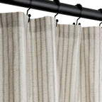 Farmhouse Striped Shower Curtain - 72x72 Inches, Linen Blend Fabric, Breathable & Machine Washable, Rustic Rust for Bathroom Decor (Hooks/Liner Not Included)