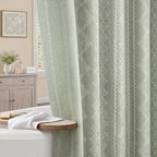 Natural Linen Boho Shower Curtain,72" W x 72" L