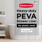 Rubbermaid Frosty Shower Curtain Liner, Waterproof Heavyweight 8g PEVA Shower Liner for Bathroom, with Weighted Magnets and Rustproof Charcoal Gray Grommets, 70x72, Standard Size, Frosty
