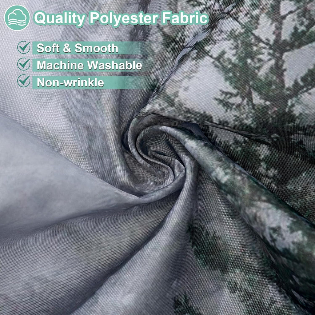 ORTIGIA Dark Green Misty Forest Shower Curtain for Bathroom, Nature Woodland Shower Curtain Set with Hooks, Decorative Pine Tree Fog Magic Bath Curtain for Home, Waterproof Fabric, Weighted, 72x72