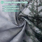 ORTIGIA Dark Green Misty Forest Shower Curtain for Bathroom, Nature Woodland Shower Curtain Set with Hooks, Decorative Pine Tree Fog Magic Bath Curtain for Home, Waterproof Fabric, Weighted, 72x72