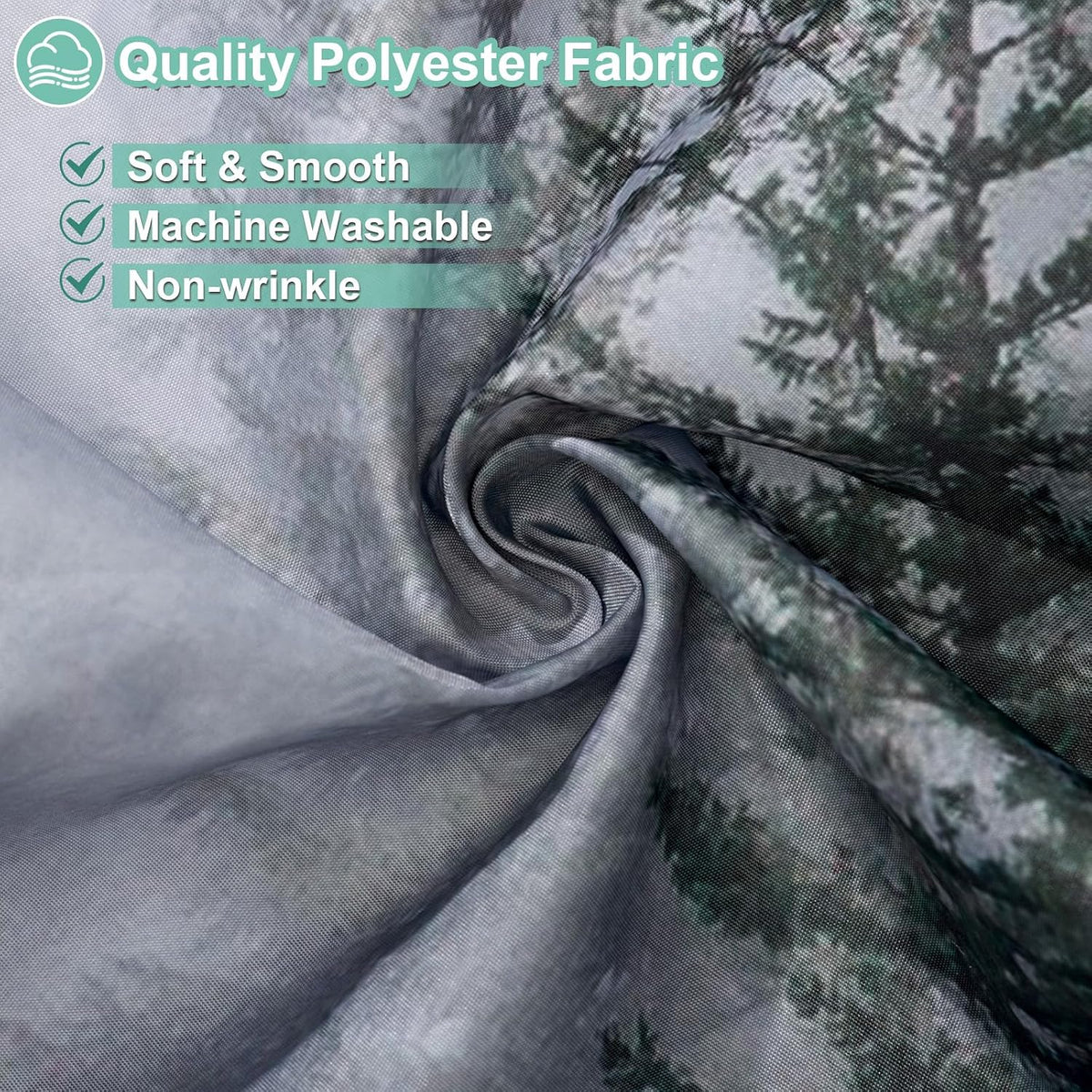 ORTIGIA Dark Green Misty Forest Shower Curtain for Bathroom, Nature Woodland Shower Curtain Set with Hooks, Decorative Pine Tree Fog Magic Bath Curtain for Home, Waterproof Fabric, Weighted, 72x72