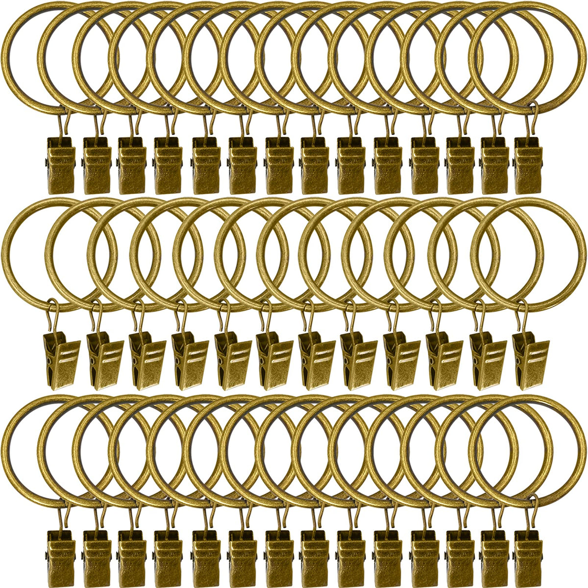 40 Pack Curtain Rings with Clips, Drapery Clips with Rings, Drapes Rings 1.26 in Interior Diameter, Fits up to 1 in Curtain Rod, Black