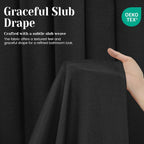 SORTTO Ringless Slub Shower Curtain with Snap in Liner, 71x74, Black