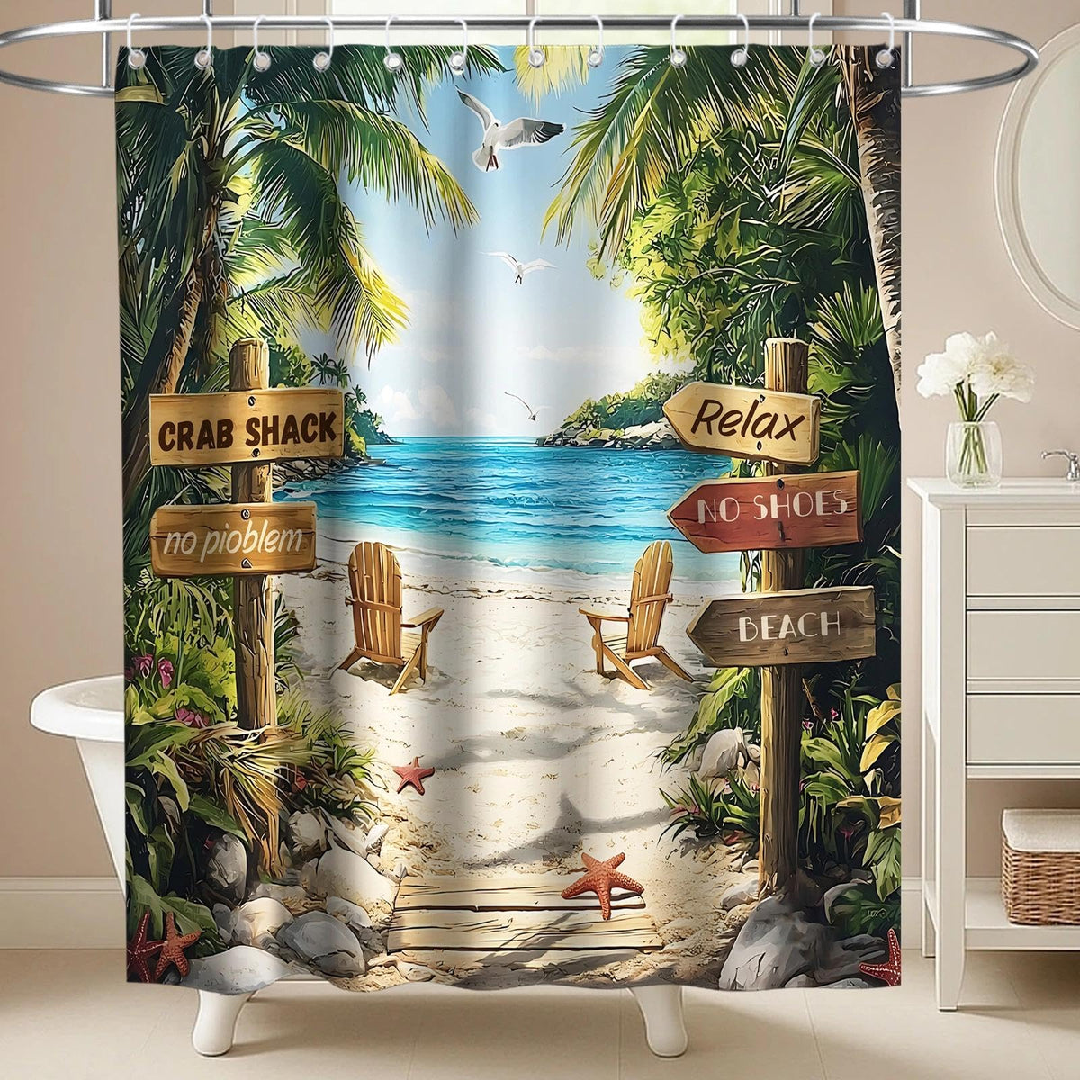 Nautical Green Sea Turtles Beach Theme Fabric Shower Curtain Sets Bathroom Blue Ocean Decor with Grommets and Hooks - 72 x 72 Inch Teal