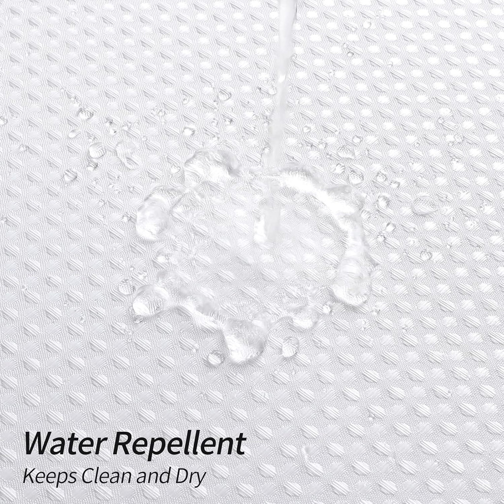 No Hook Weave Fabric Shower Curtain with Snap-in Liner White,72x74