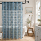 TUDECO Lace Brown Shower Curtain with Attached Valance, 72 x 72 Inch