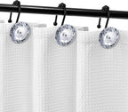 Sunlit Round Rhinestone Shower Curtain Hooks with Glide Balls, 12 Pack
