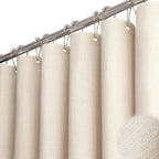 BTTN Beige Linen Textured Waterproof Cloth Shower Curtain Set, 72x72, Cream