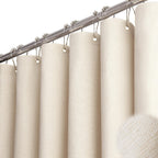 BTTN Beige Linen Textured Waterproof Cloth Shower Curtain Set, 72x72, Cream