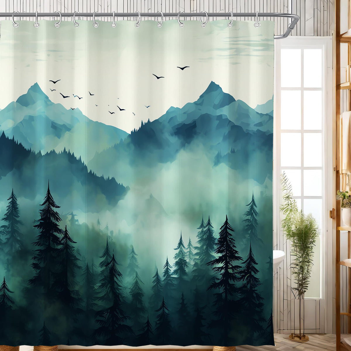 Ocean Beach Coastal Nautical Summer Sunset Shower Curtain for Bathroom 72W*72H Inch Seaside Seacoast Beachy Waves Bathtub Decor Seascape Neutral Cool Waterproof Polyester Fabric Set with 12 Hooks