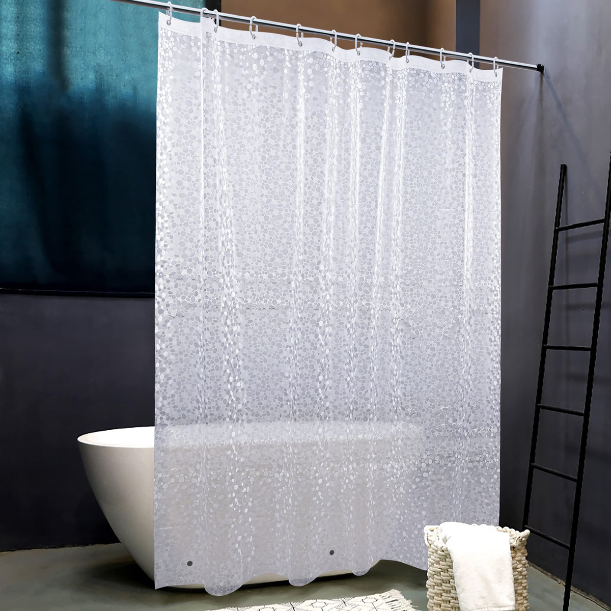 NTBAY EVA Shower Curtain Liner, 72 x 72, 6 Gauge, Clear Water Cube