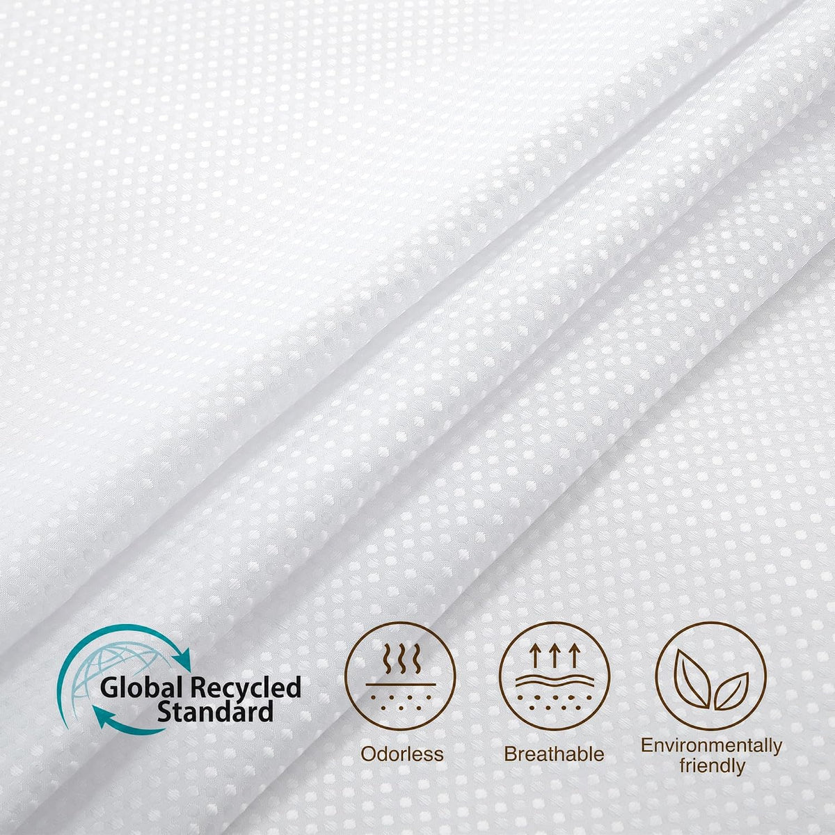 Siiluminisoy Shower Curtain with Liner, 3 in 1 Waffle Shower Curtain Set with 12 Metal Hooks, Waterproof, Machine Washable, Luxury Fabric Shower Curtains for Bathroom, White, 72" W x 72" H