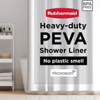 Rubbermaid Frosty Shower Curtain Liner, Waterproof Heavyweight 8g PEVA Shower Liner for Bathroom, with Weighted Magnets and Rustproof Charcoal Gray Grommets, 70x72, Standard Size, Frosty