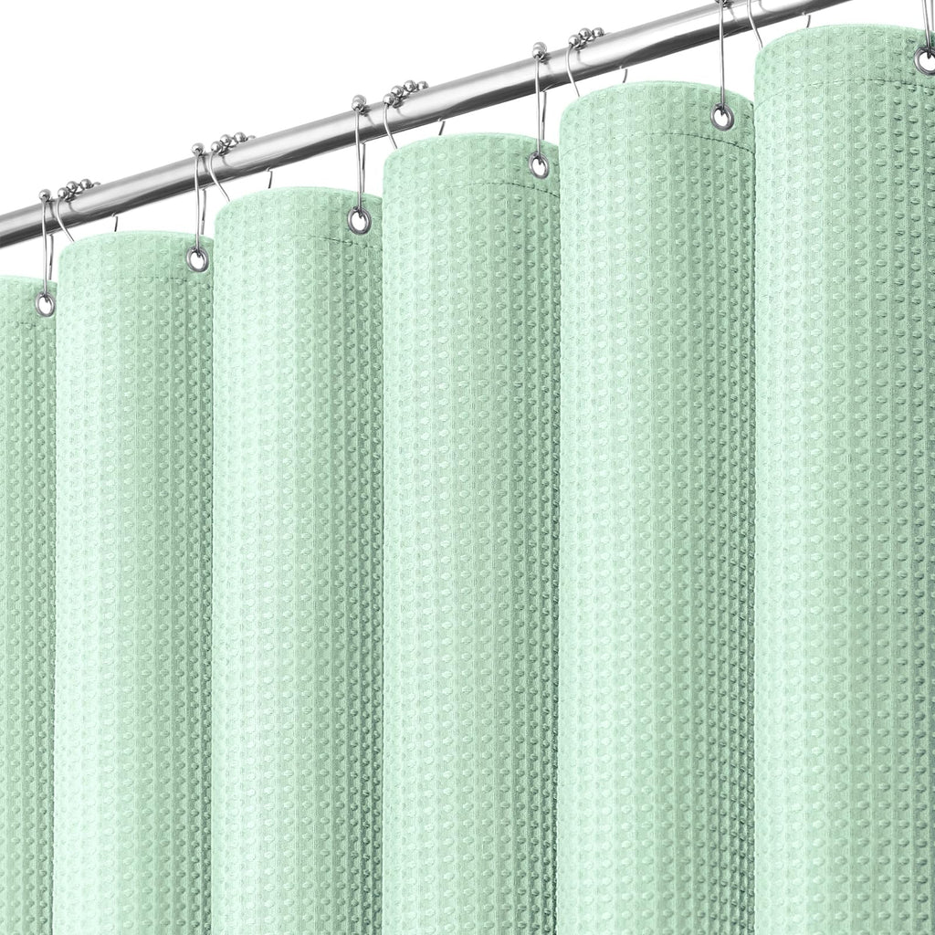 Dynamene Waffle Shower Curtain 256 GSM Heavy Duty Fabric 72x72 Beige/Khaki